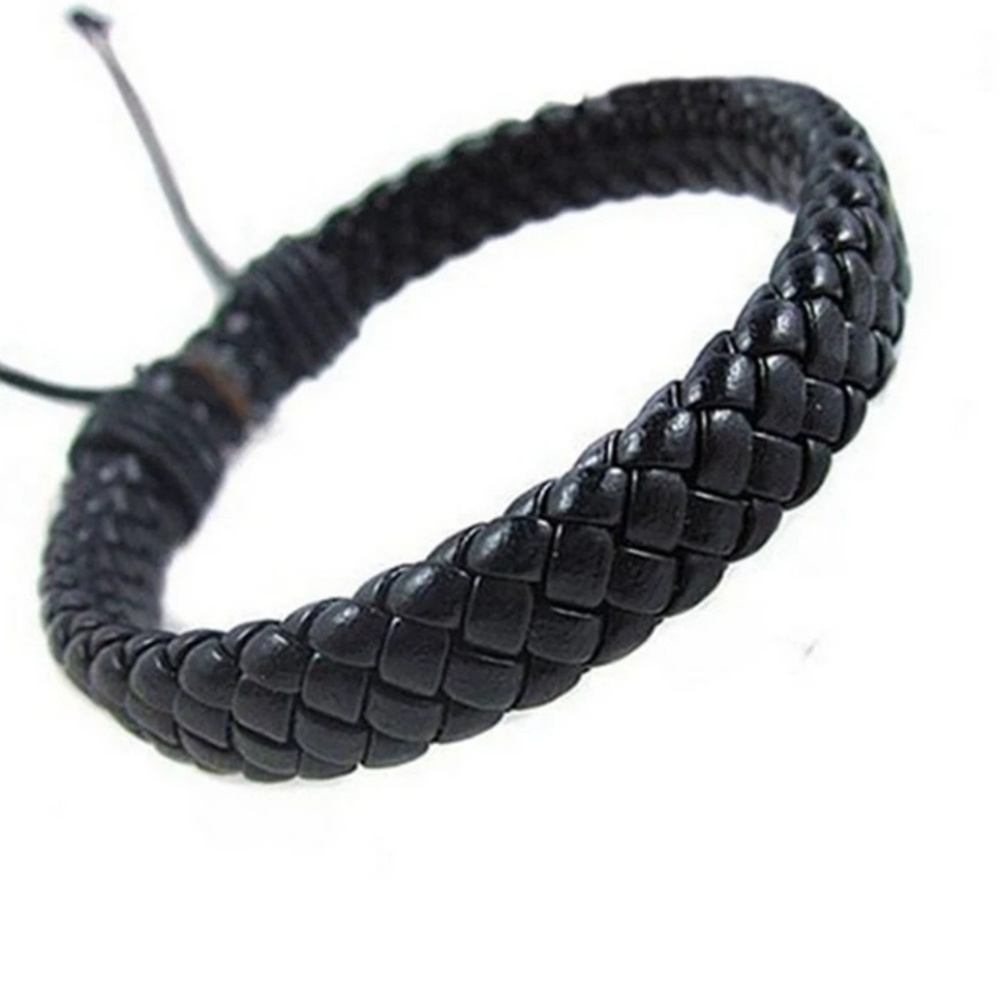 New Black Braided Leather Bracelet for Men Women